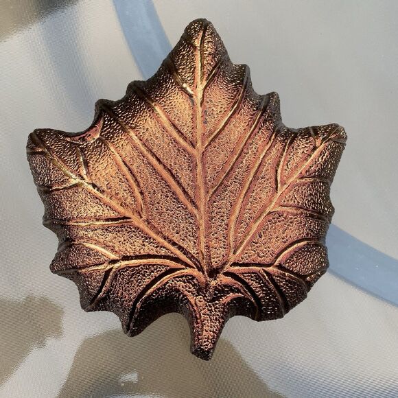 SUGAR MAPLE LEAF PLATE GLASS AMBER GLOW CHEESE CANDY SERVE DISH Sparkling - Picture 7 of 11